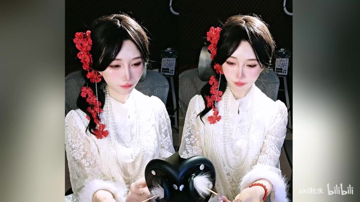 [aki秋水ASMR]秋水充电福利怼脸孔雀鱼采耳视觉触发哄睡视频集 22